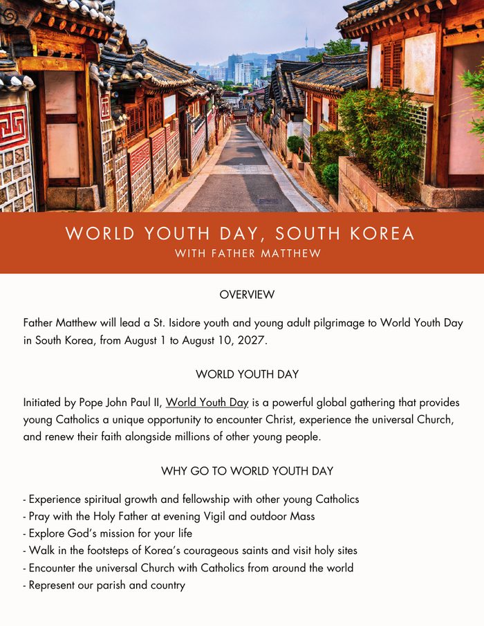 World Youth Day, South Korea, with Father Matthew: pilgrimage flyer